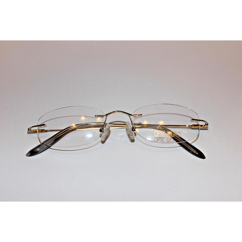 New Optic World 008 Eyeglass Frames 48-20-135 C1 Gold Clear Glass for Rx